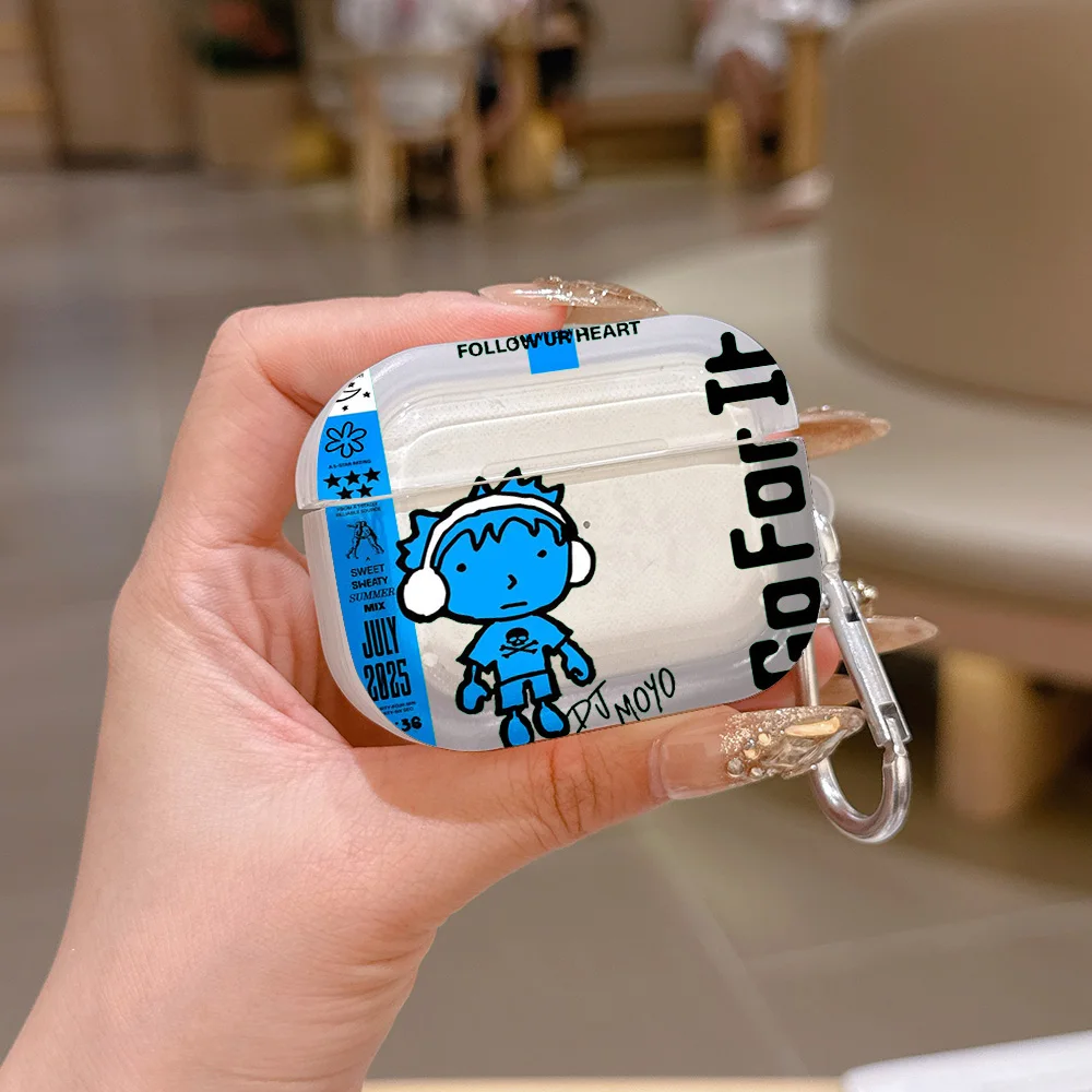 Фото Прозрачный силиконовый чехол DJ Moyo Go For It для Airpods 4, 3, Pro 2, 1, беспроводных наушников Pro2, защитные чехлы. №1