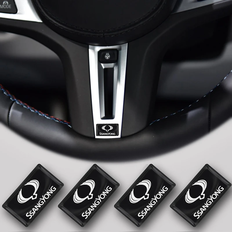 

10pcs Car 3D Small Badge Steering Wheel Sticker For Ssangyong Korando Actyon Rexton 2 Scanner Rodius Kyron Tivoli Musso XLV