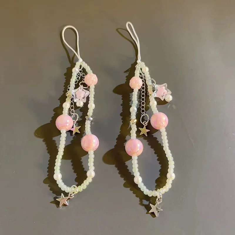 Зеленые Жемчужные Бусины 3D-звезда Цепочка Для Телефона Камеры Защитный Ремешок