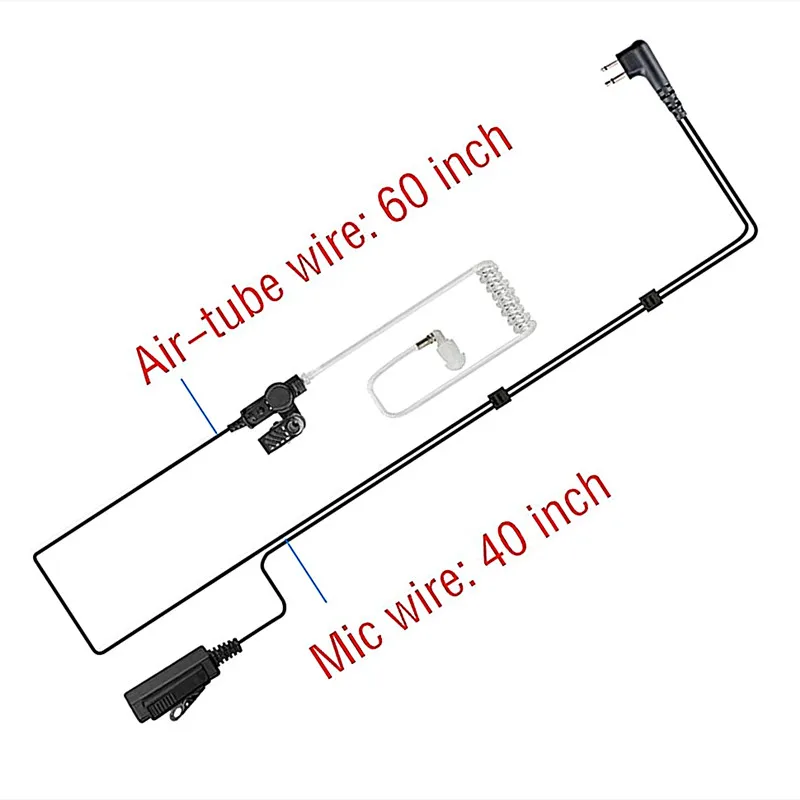 2 Pin Earpiece Headset for Motorola CP200 GP300 CLS1110 CLS1410 Walkie Talkie Two Way Radio with Transparent Acoustic Tube(2pcs)