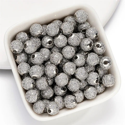 Латунные микро-паве бусины с кубическим цирконием AGCFABS