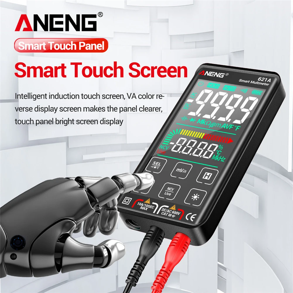 Цифровой мультиметр ANENG 621A умный с сенсорным ЖК-экраном 9999 отсчетов True RMS