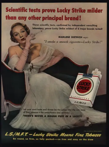 Фото 1p,1950 МАРЛИЕН, ДИЕТРИЧЕСКИЕ дымчатые сигареты, сигареты, табличка №1