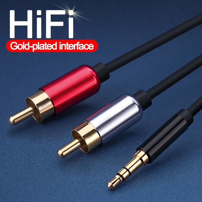 Аудиокабель со штекером 2 RCA на 3 5 мм переходник с штекера сплиттер для