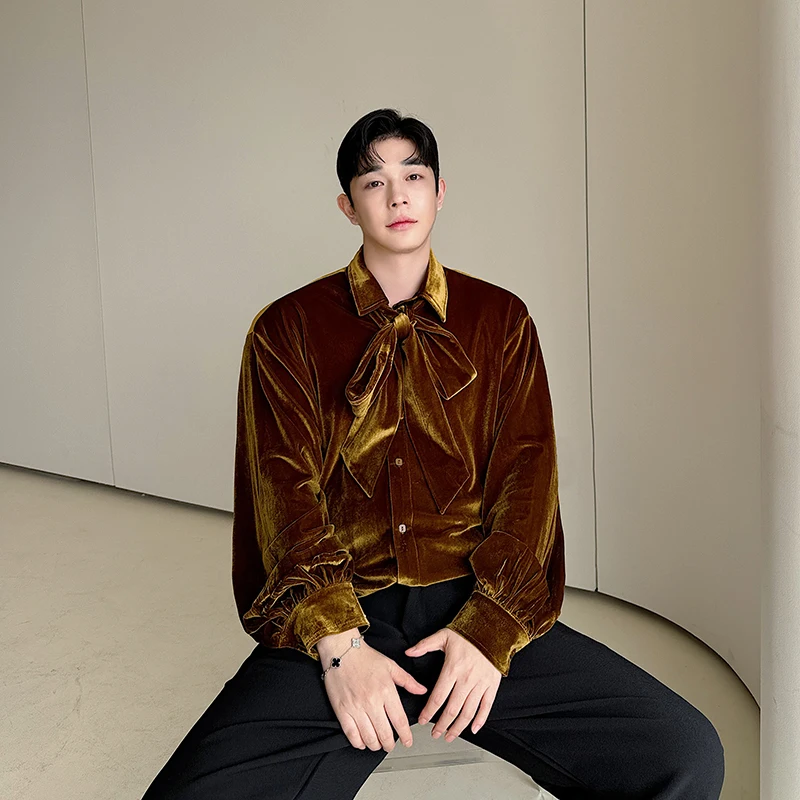 Мужская винтажная уличная одежда со знаменитостями модная бархатная рубашка с