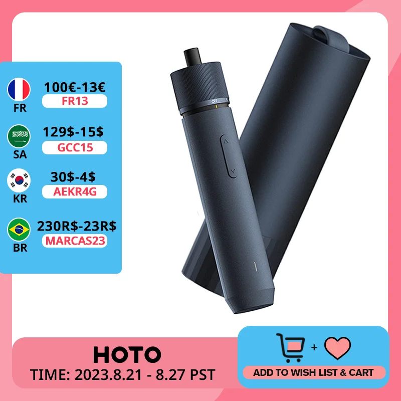 HOTO 3.6V Smart Cordless Screwdriver Rechargeable Lithium Battery Screwdriver Power Screwdriver Gift Packing S2 Steel 12 Bit Set