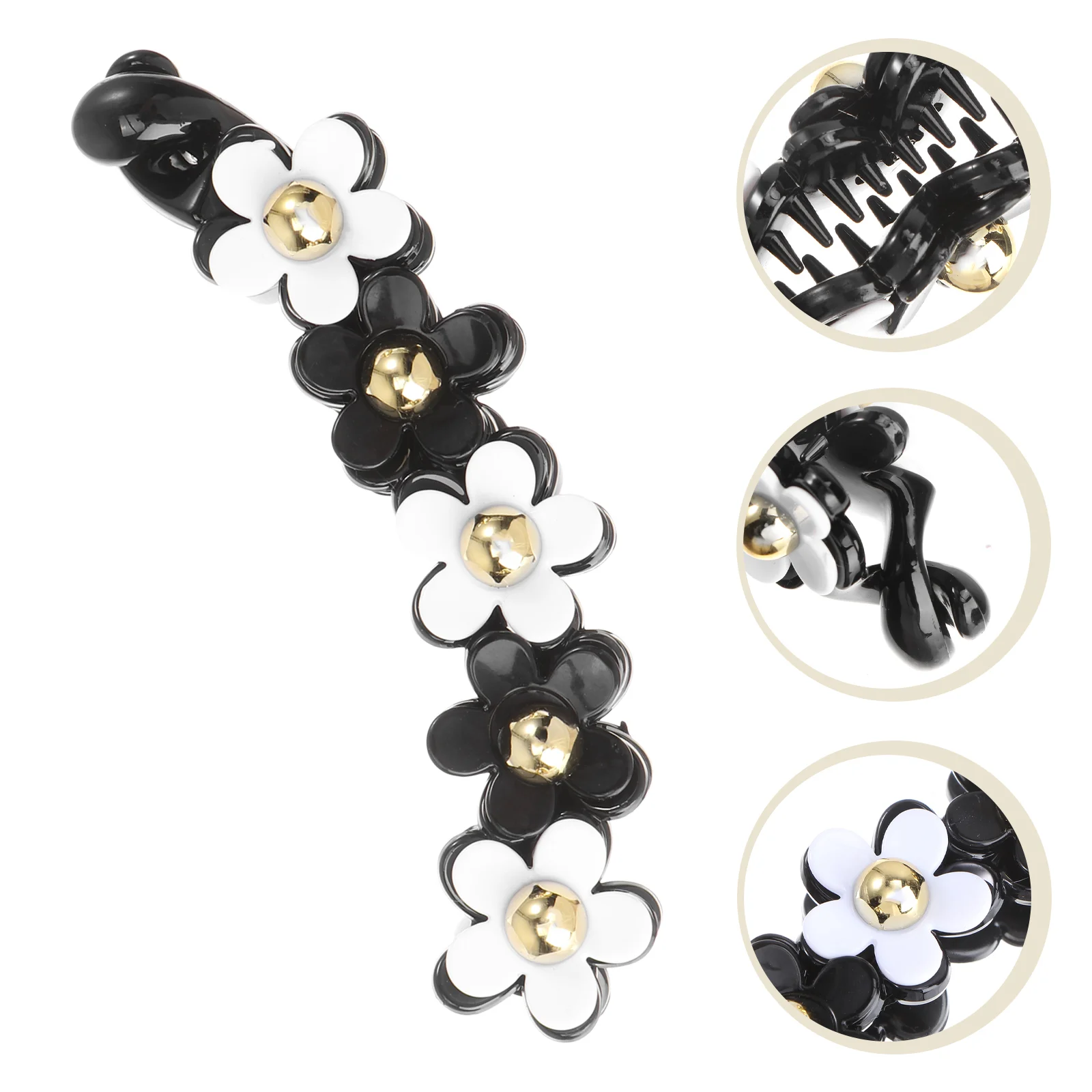 

Hair Banana Clips Clip Ponytail Holderflower Claw Women Jaw Toothed Comb Clincher Barrette Acrylic Strong Tension Pearl Combs