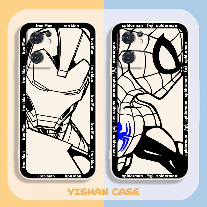

Superhero spider man iron man Phone Case For OPPO Find X5 X3 Lite F21 A96 A94 A93 A77 A76 A74 A72 A57 A53S A16 Liquid Rope