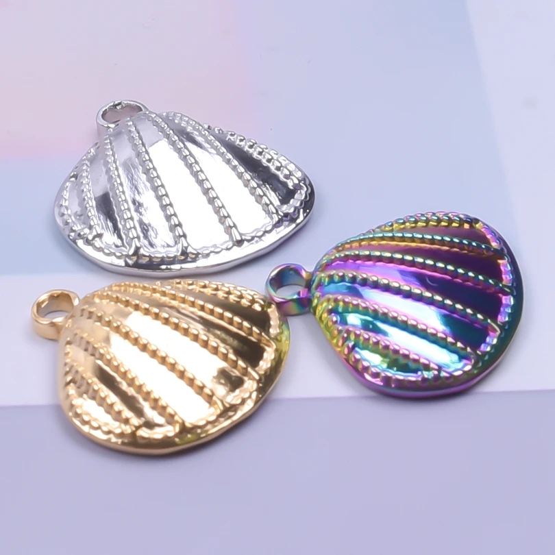 

3pcs Mix Rainbow/Silver/Gold Color Shell Bulk Charms For Jewelry Making Stainless Steel Pendant Breloque Pour Fabrication Bijoux