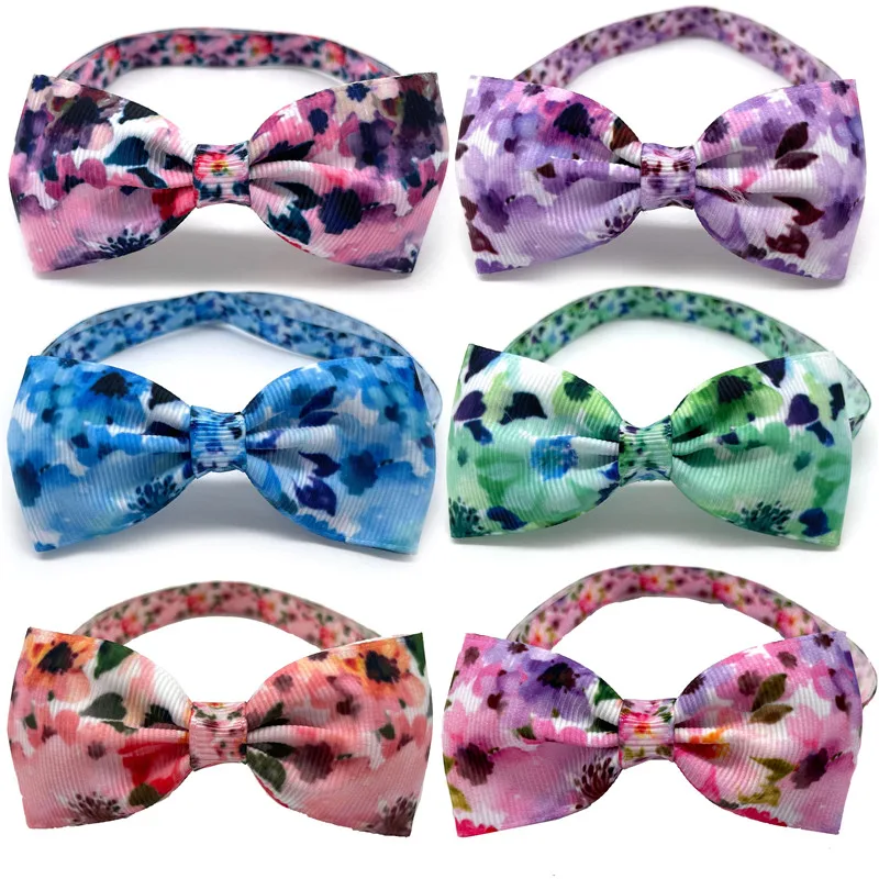 

50/100pcs Small Dog Bow Ties Pet Accessories Flower Design Dog Puppy Bowties Necktie Adjustable Pets Dog Collar Pet Supplies