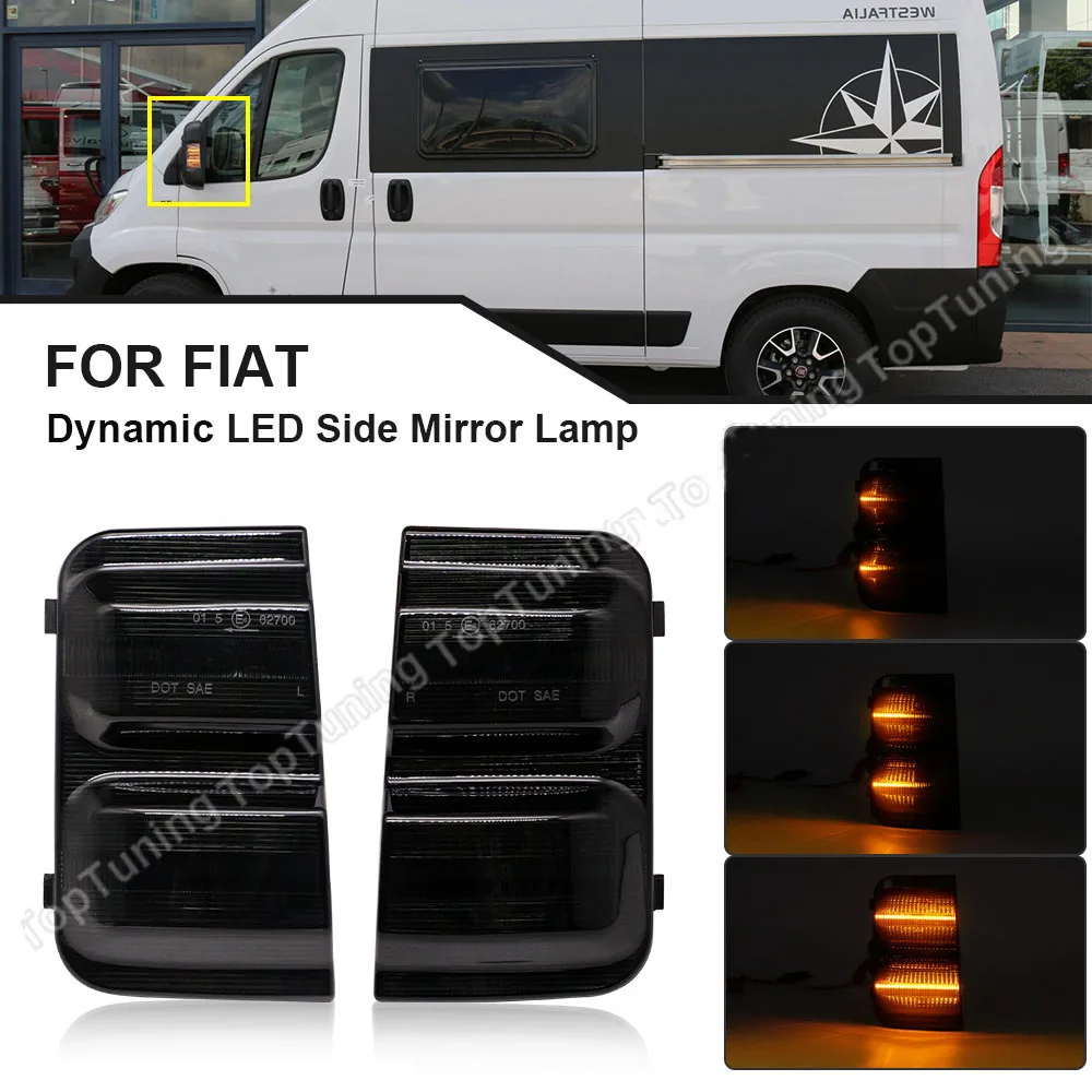

LED Dynamic Side Mirror Blinker Signal Double the Light Lines Lamps For Fiat Ducato Pugeot Boxer Citroen Jumper Relay 2006-up