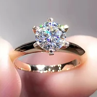 yanuhi solitaire tibetan silver s925 ring luxury 14k yellow gold color 1 ct natural zirconia diamond wedding jewelry for women