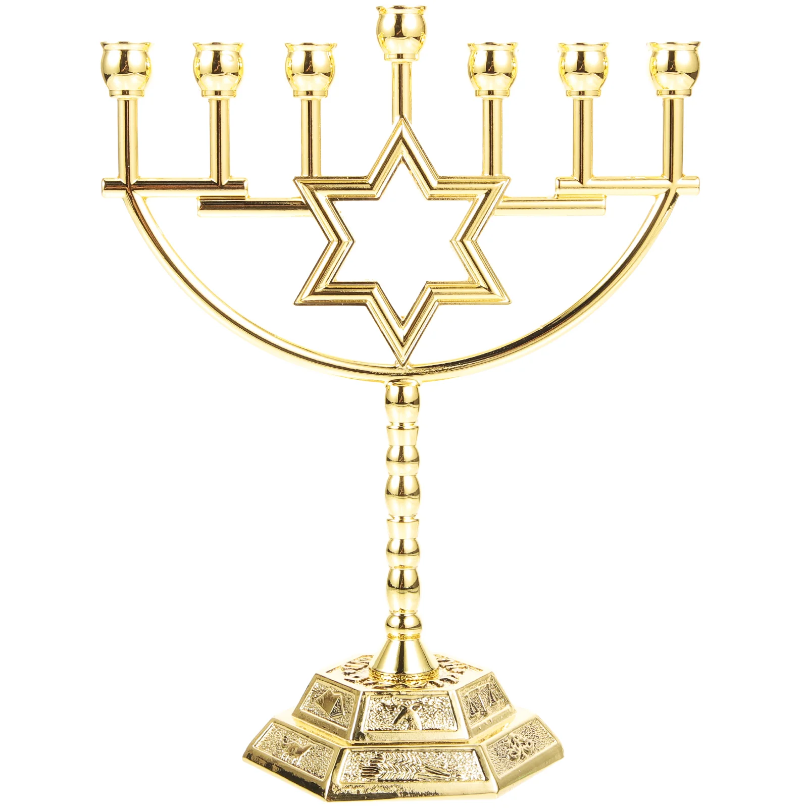 

Menorah Candle Holder 7 Branch Jewish Gold Menorah Candle Holder Star David Menorah Candelabra Hanukkah Candlestick