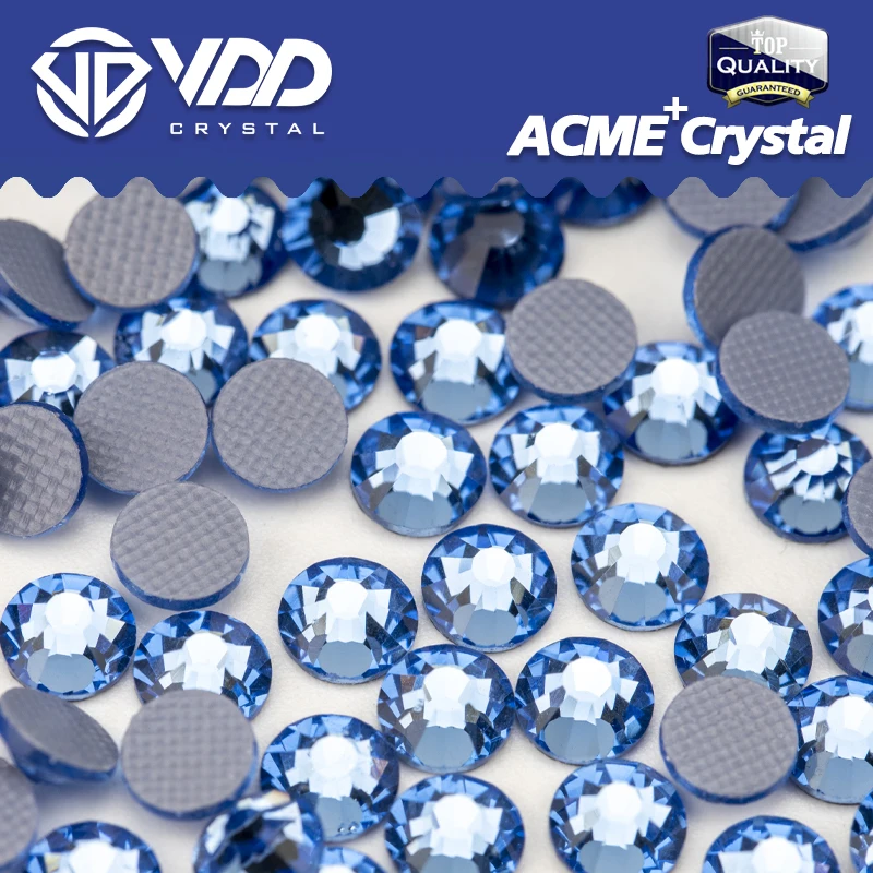 

VDD Lt.Sapphire AAAAA Top Quality Glass Hot-Fix Rhinestones Crystal Flat Back Stress Glitter Stones For DIY Clothes Accessories