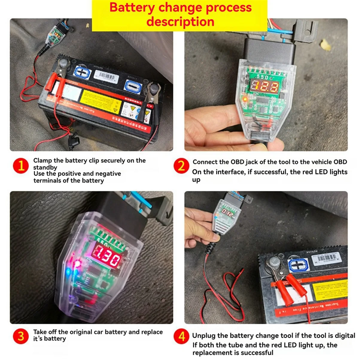 Универсальный инструмент для замены автомобильного аккумулятора OBD2