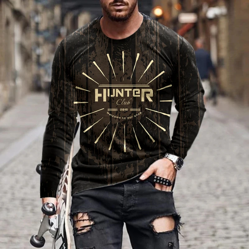 

2022 New High Quality Men's 3D T-Shirt Male Fashion Casual Long Sleeve T Shirt Loose Breathable Oversized Tshirt Streetwear Tops