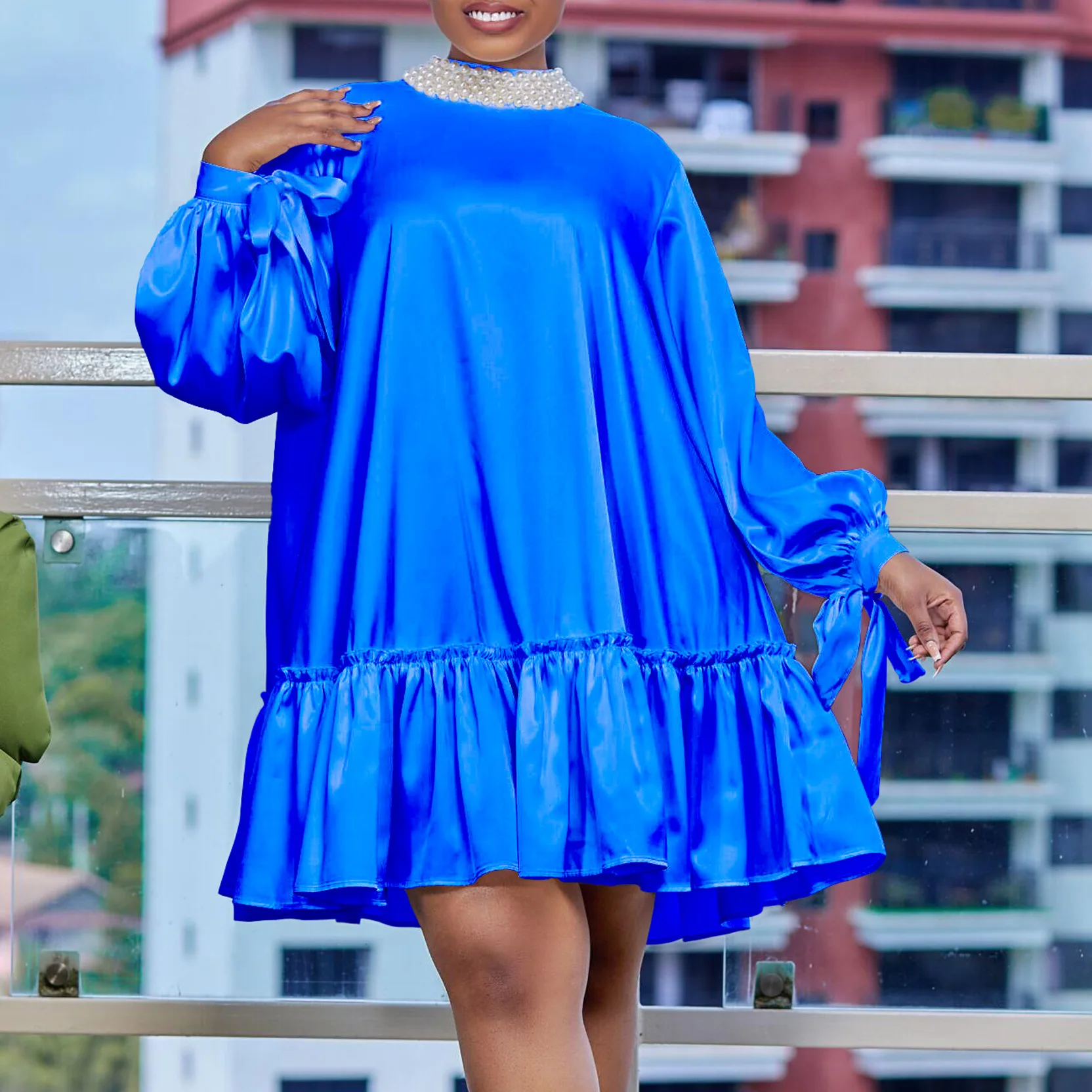 Plus Size Beading Party Dress For Women Chubby Casual Cloth Female Luxury Mini Prom 2023 Summer Sale Trendy New In Loose Dress