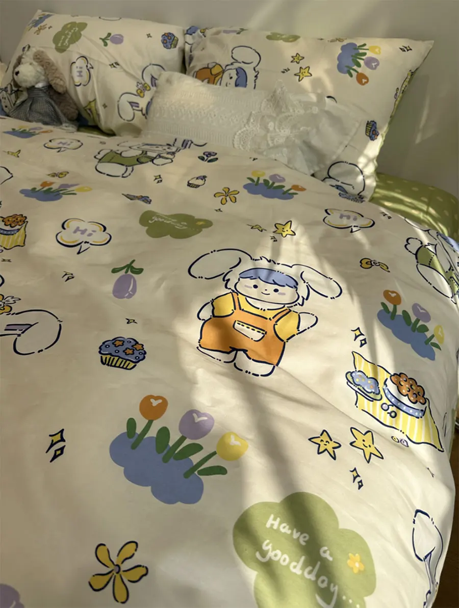 

Модный красочный комплект постельного белья из мультфильма для детей и подростков, двойной полный Королевский Зеленый хлопковый домашний текстиль, простыня, наволочка, пододеяльник