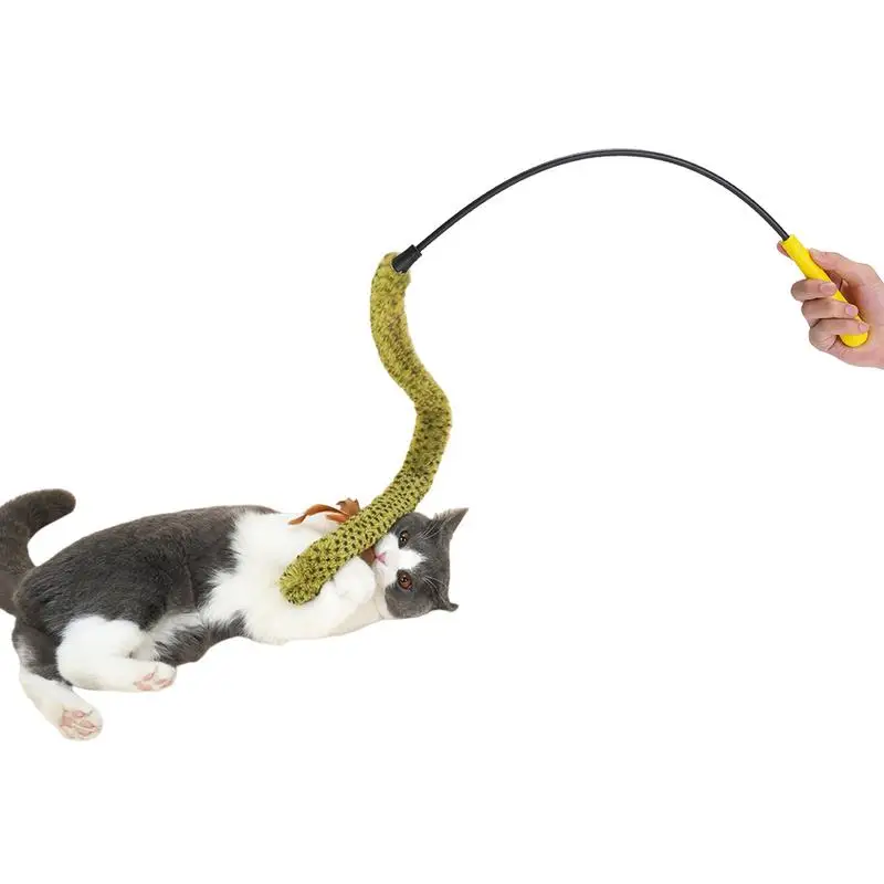 

Cat Toys For Indoor Cats Retractable Cat Wand Toy Snake Interactive Cat Toys With Worm Feathers Cat Feathers Toys For Indoor