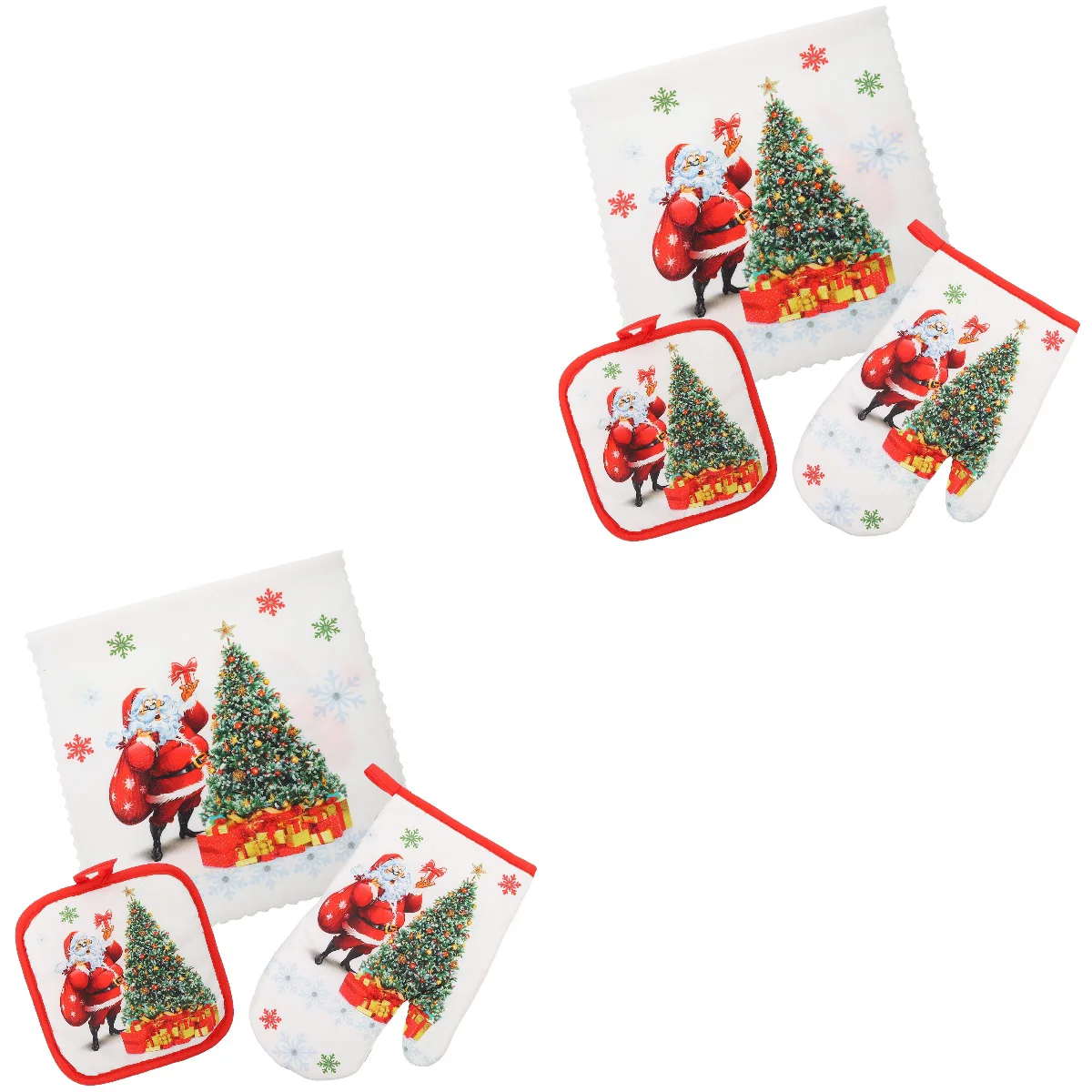 

2 Sets Decor Christmas Decoration Towel Kitchen Supplies Multi-function Oven Glove for Home Kitchen Hotel