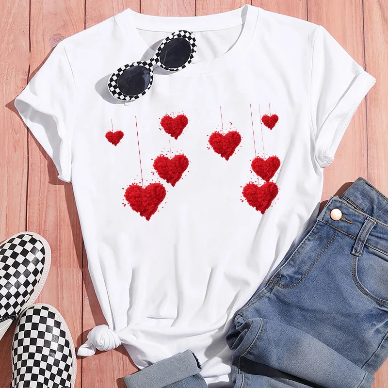 

Female Tee-Shirt Cartoon Pattern Women Base Shirt 2022 New Sportswear Feminine Short Sleeve Summer O-Neck Oversized Top Popular