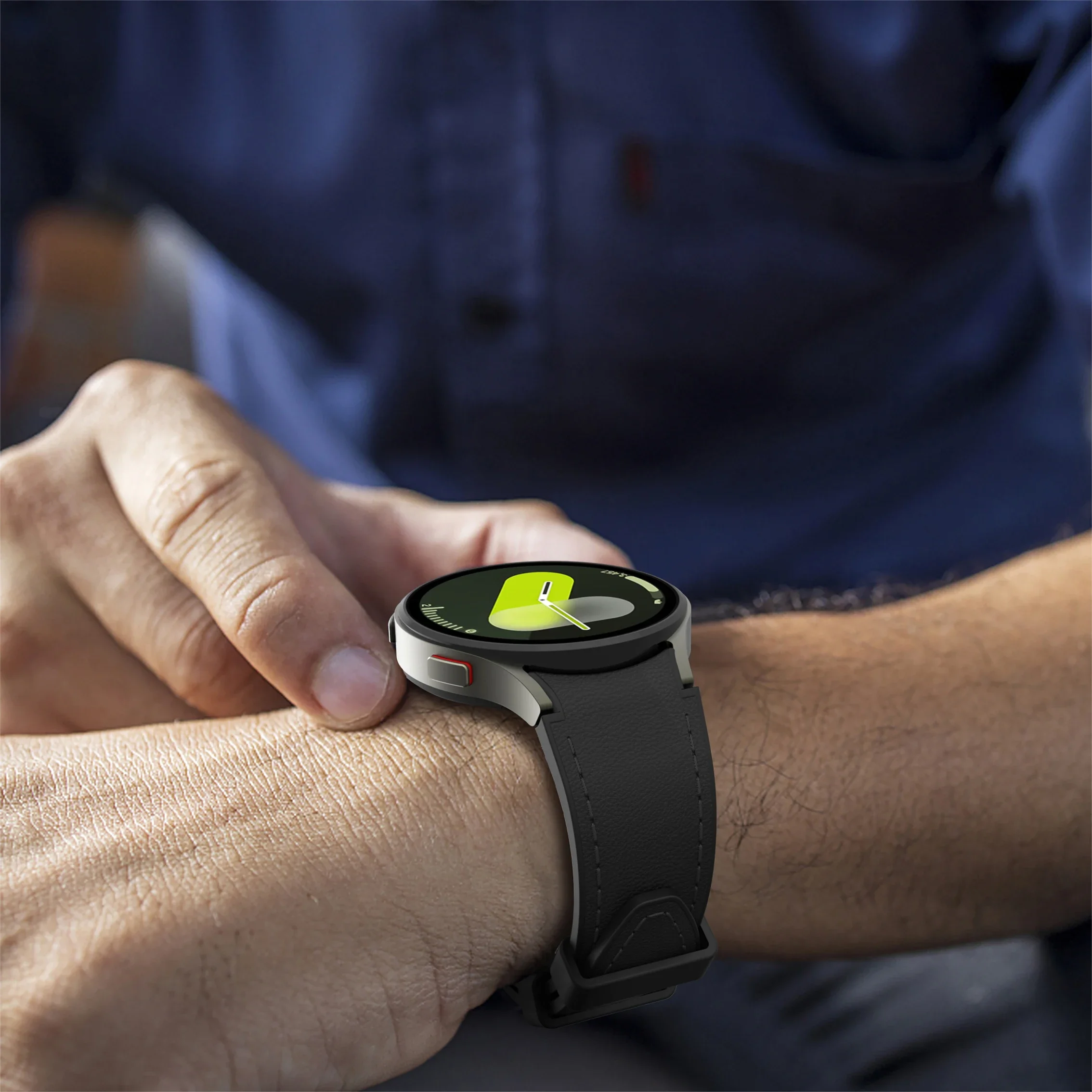 Фото Силиконовый ремешок с кожаными вставками для Samsung Galaxy Watch 6-4 Classic 43/47/42/46 мм, 5 Pro 45 мм, удобный ремешок для Watch 7 6 5 4 40/44 мм №5