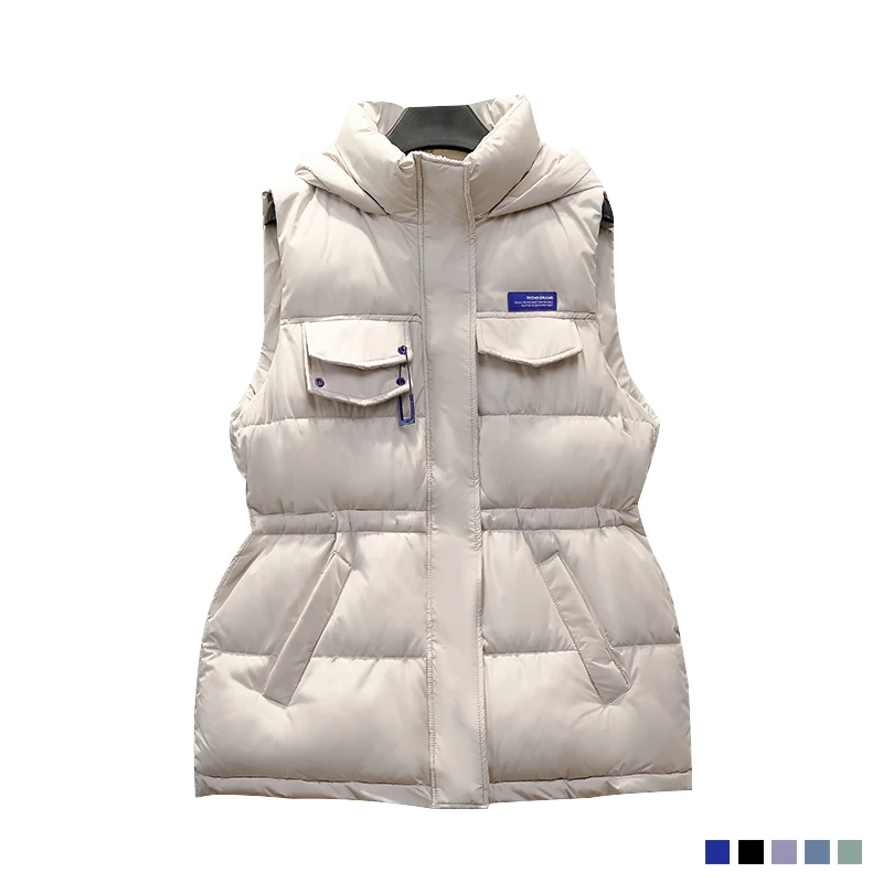 

Womens Waist Down Cotton Vest Women Hooded Sleeveless Jacket Chalecos Mujer De Moda 2022 Autumn Winter Solid Warm Waistcoat