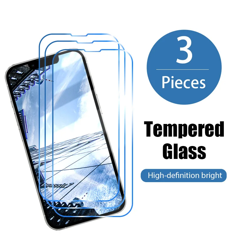 

Закаленное защитное стекло для iPhone 13, 12, 11 Pro Max, 3 шт., Защита экрана для iPhone 13, 12 Mini, X, XS Max, XR, 8, 7, 6S Plus, стекло