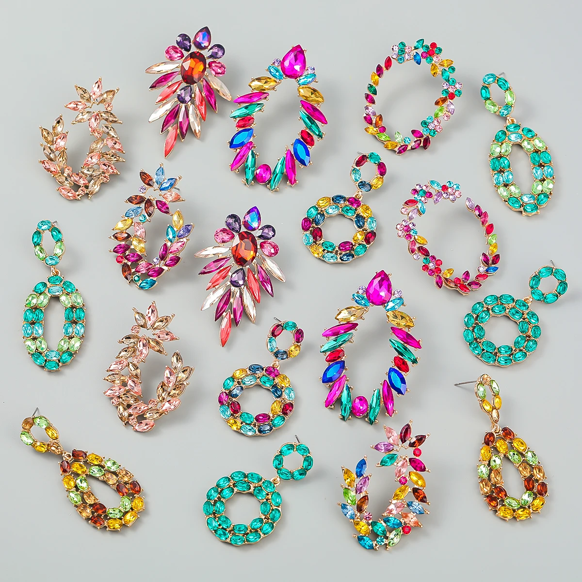 

New Multicolor Waterdrop Rhinestone Acrylic Drape Women's Earrings Dinner Party Wedding Accessories Fashion Statement Jewelry