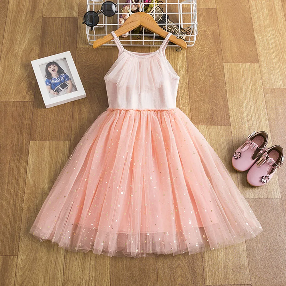 Toddler Kids Girls Dresses Sequins Party Princess Dress 2022 Summer Baby for Wedding Tulle |