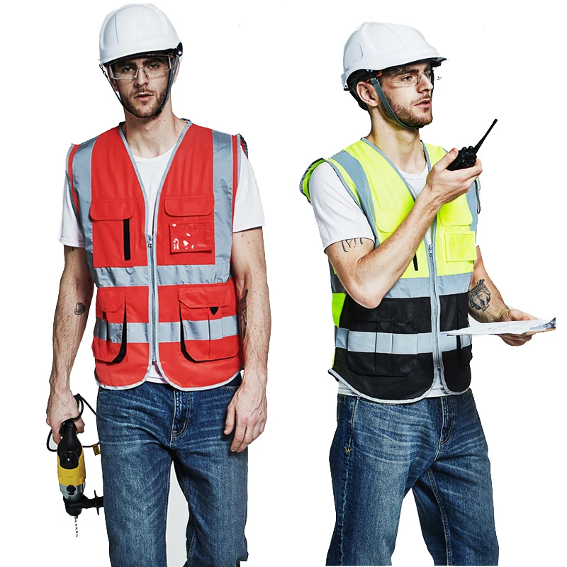 Motor Vest Men Woman High Visibility Safety Vest Work Vest Workwear Safety Red Reflective Vest Construction Vest with logo