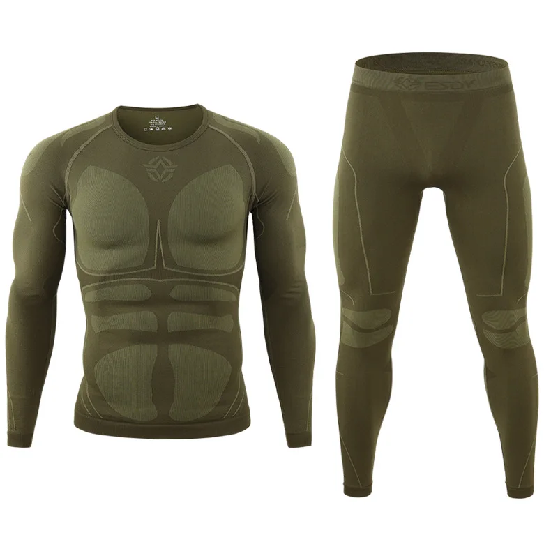 New High-Quality Thermal Underwear Suit For Men'S Outdoor Training Chest Muscle Abdominal Muscle Sweat-Absorbing Quick-Drying