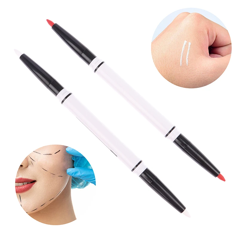 

Double Head White Red Skin Marker Ultrasonic Knife Double Eyelid Line Carving Scribe Pen Micro Plastic Pen