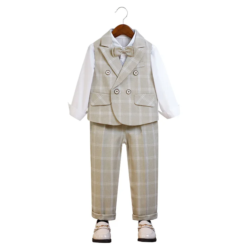 Детский жилет рубашка брюки с галстуком-бабочкой костюм из 3 предметов для