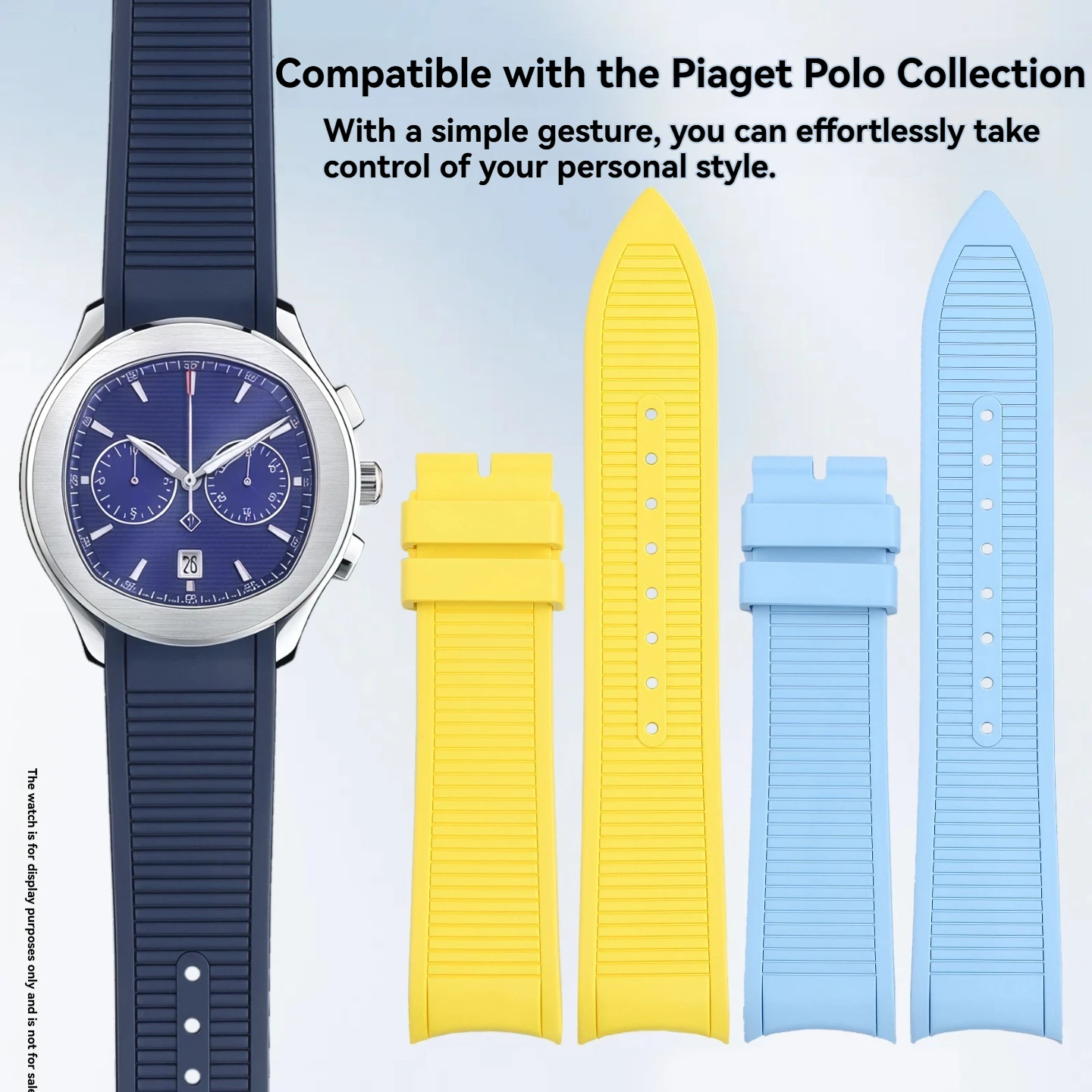 Фото Для Piaget POLO 5-Hand специальный ремешок из фторкаучука G0A48024/41006/43002, изогнутый, FMK, для активного отдыха, водонепроницаемый. №1