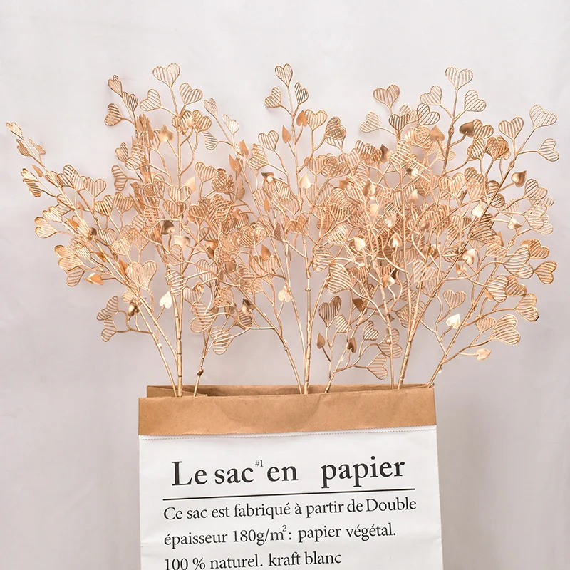 Искусственный цветок одна ветка 70 см золотой концентрированный Свадебный гид