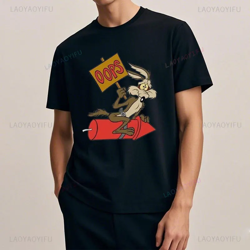 Забавные футболки Wile E Coyote модные уличные в стиле манга Y2K одежда аниме модная