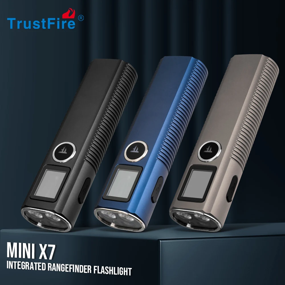 Фото Trustfire MINIX7 лазерный дальномер фонарик переключаемые блоки УФ светодиодный EDC рабочий свет 750LM карманный фонарь для кемпинга с дисплеем №2