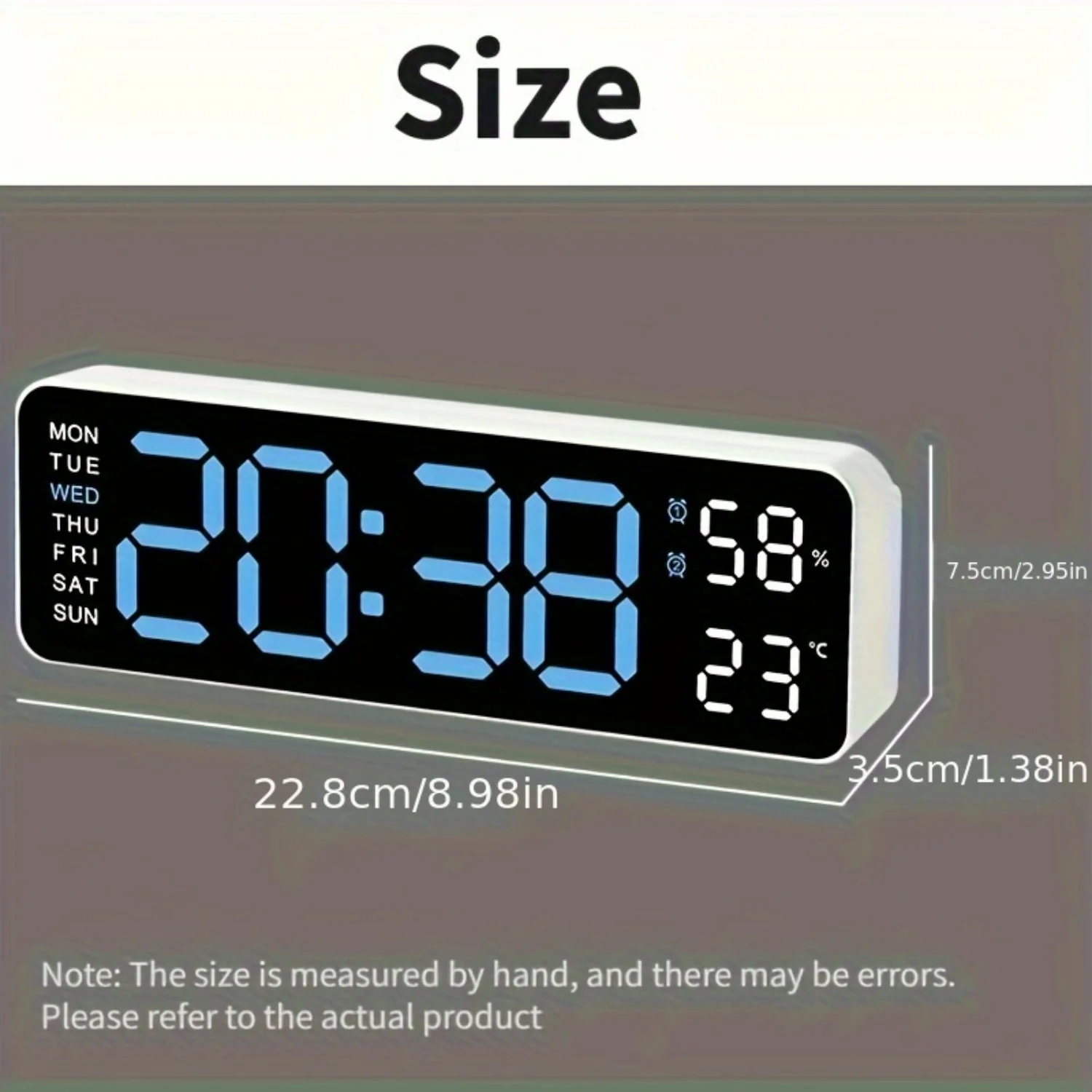 1pcs Large Screen Digital Wall Clock - High-Definition Display Indoor Temperature Nordic Simple Design Rechargeable LED Alar