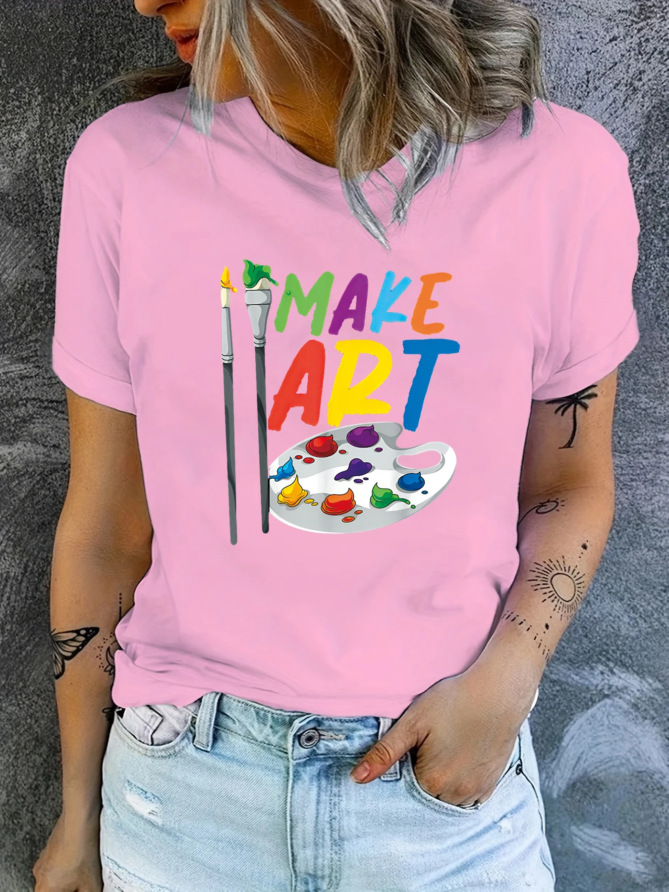 Повседневная Женская Футболка С Коротким Рукавом И Круглым Вырезом