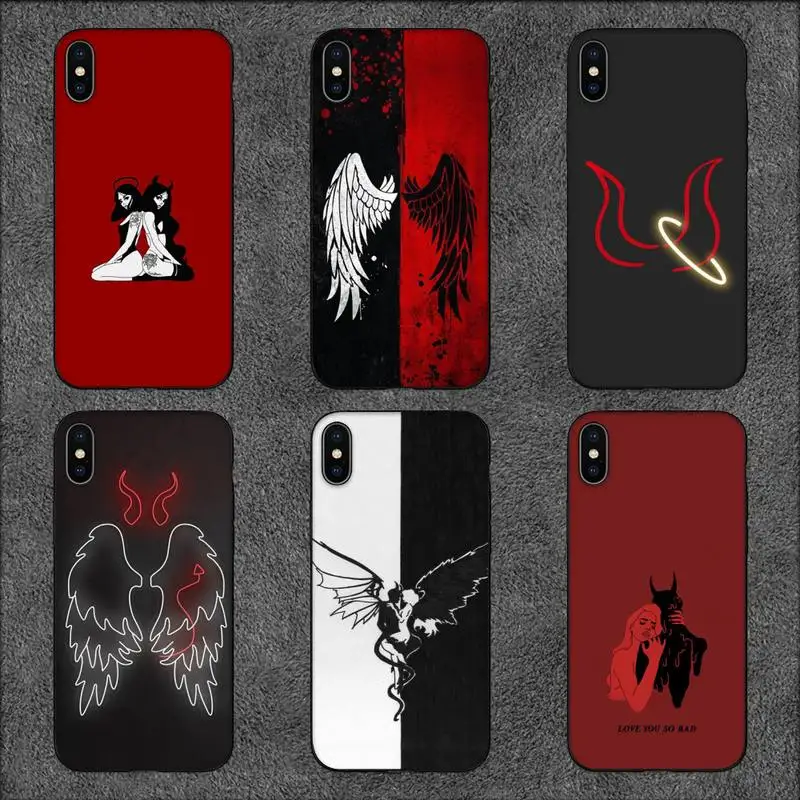 

Чехол Devil & Angel для телефона iPhone 11 12 Mini 13 14 Pro XS Max X 8 7 6s Plus 5 SE XR
