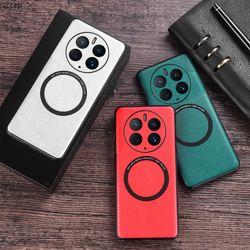 Роскошный чехол из искусственной кожи с беспроводной зарядкой для Magsafe магнитный