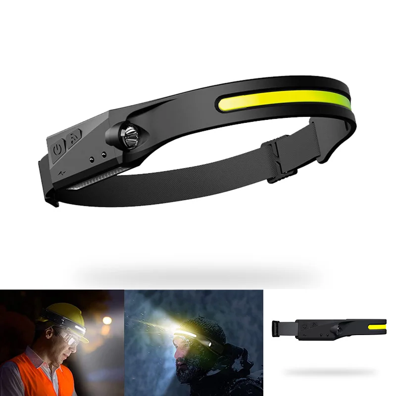 LED Headlamp Sensor Induction Headlight Waterproof Head Led Light Flashlight COB LED Head Lamp 5 Lighting Mode Work Light Torch