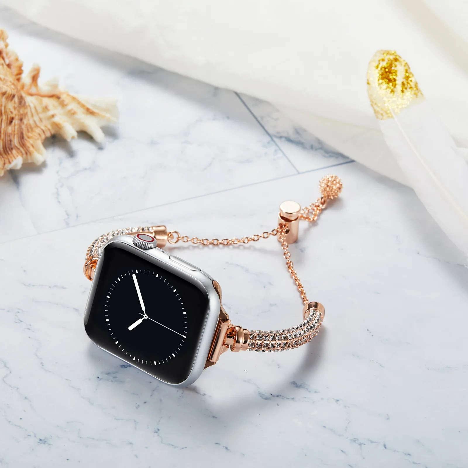 Diamond Metal Strap for Apple Watch Band 40mm 45mm 41mm 44mm 42mm 38mm Metal belt for Iwatch Series 8 SE 7 6 5 4 Women wrist