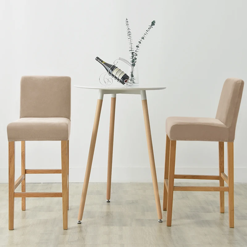 Бархатные искусственные Стрейчевые короткие задние чехлы на стулья для столовой