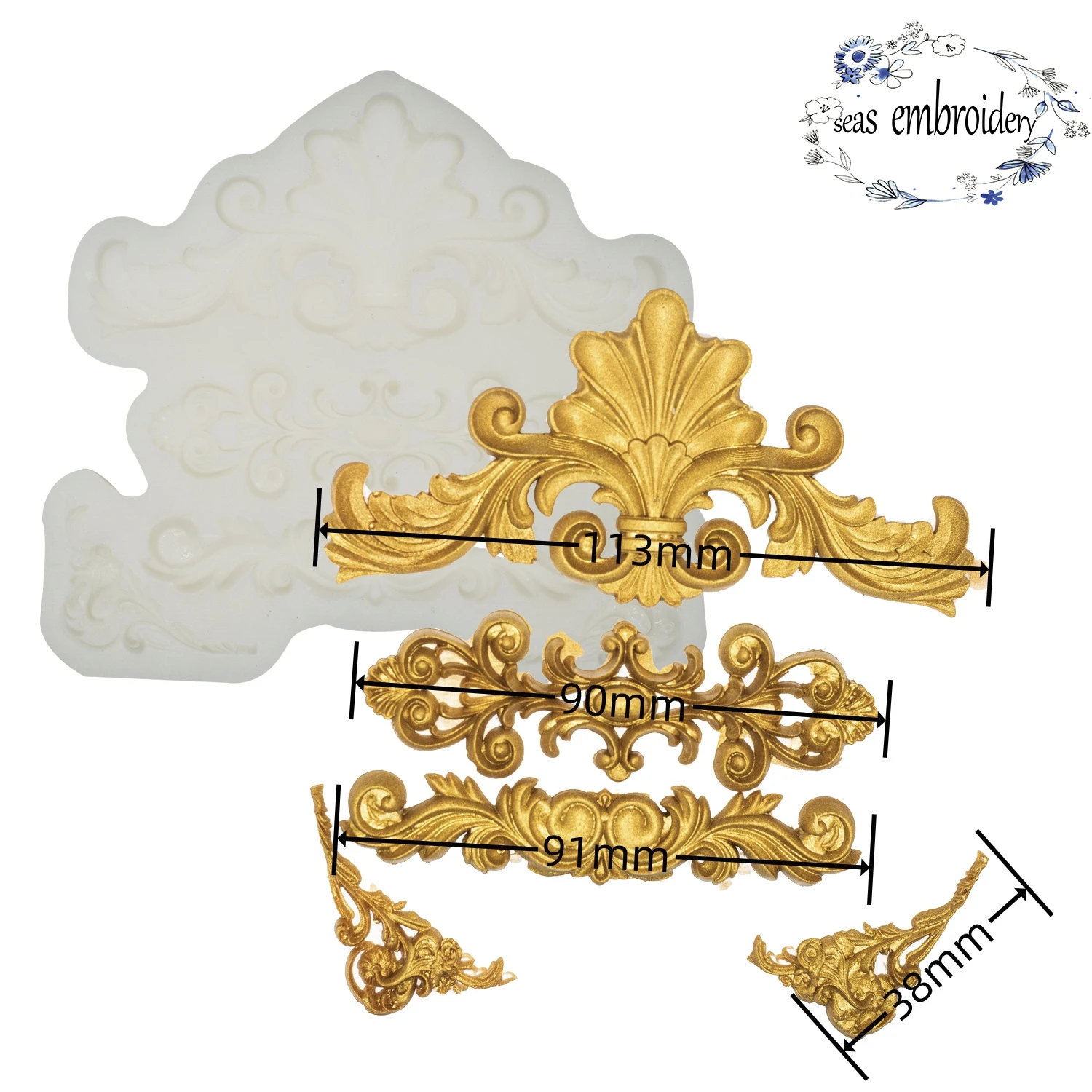 

Gemstone Silicone Cake Mold Retro Photo Frame Fondant Sugarcraft Chocolate Baroque Cake Decor Tools Clay Gumpaste Moulds