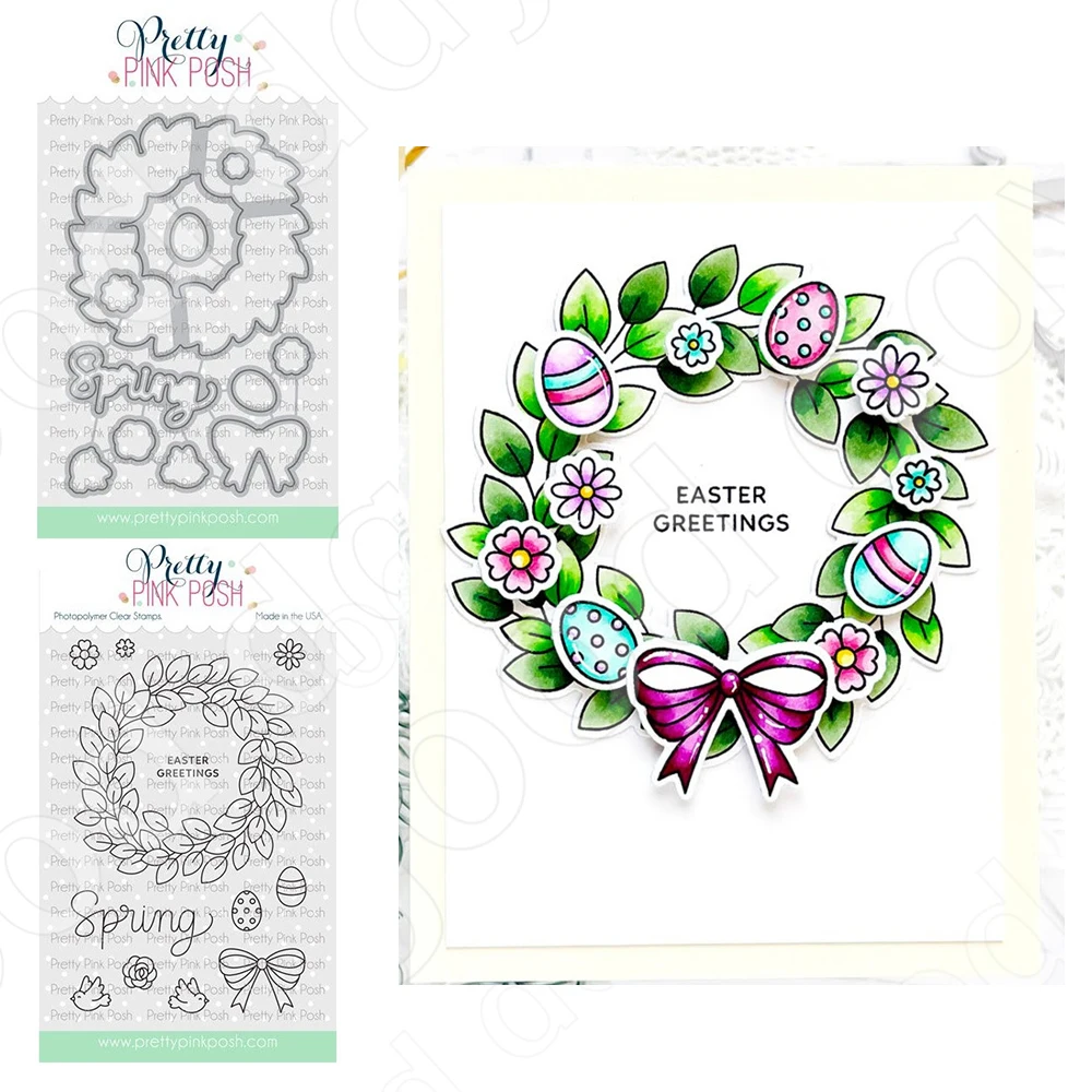 

New Arrival Leafy Spring Wreath Cutting Dies Stamps Scrapbook Diary Decoration Embossing Template Diy Greeting Card Handmade
