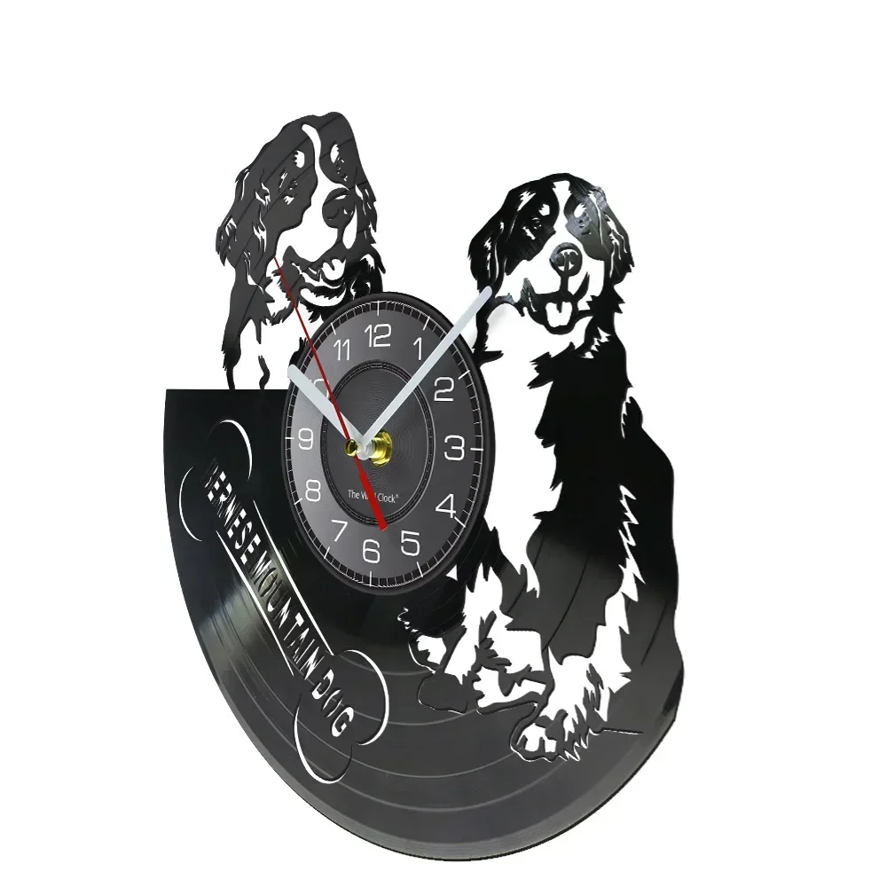 Настенные часы Бернская горная собака виниловая пластина настенное искусство