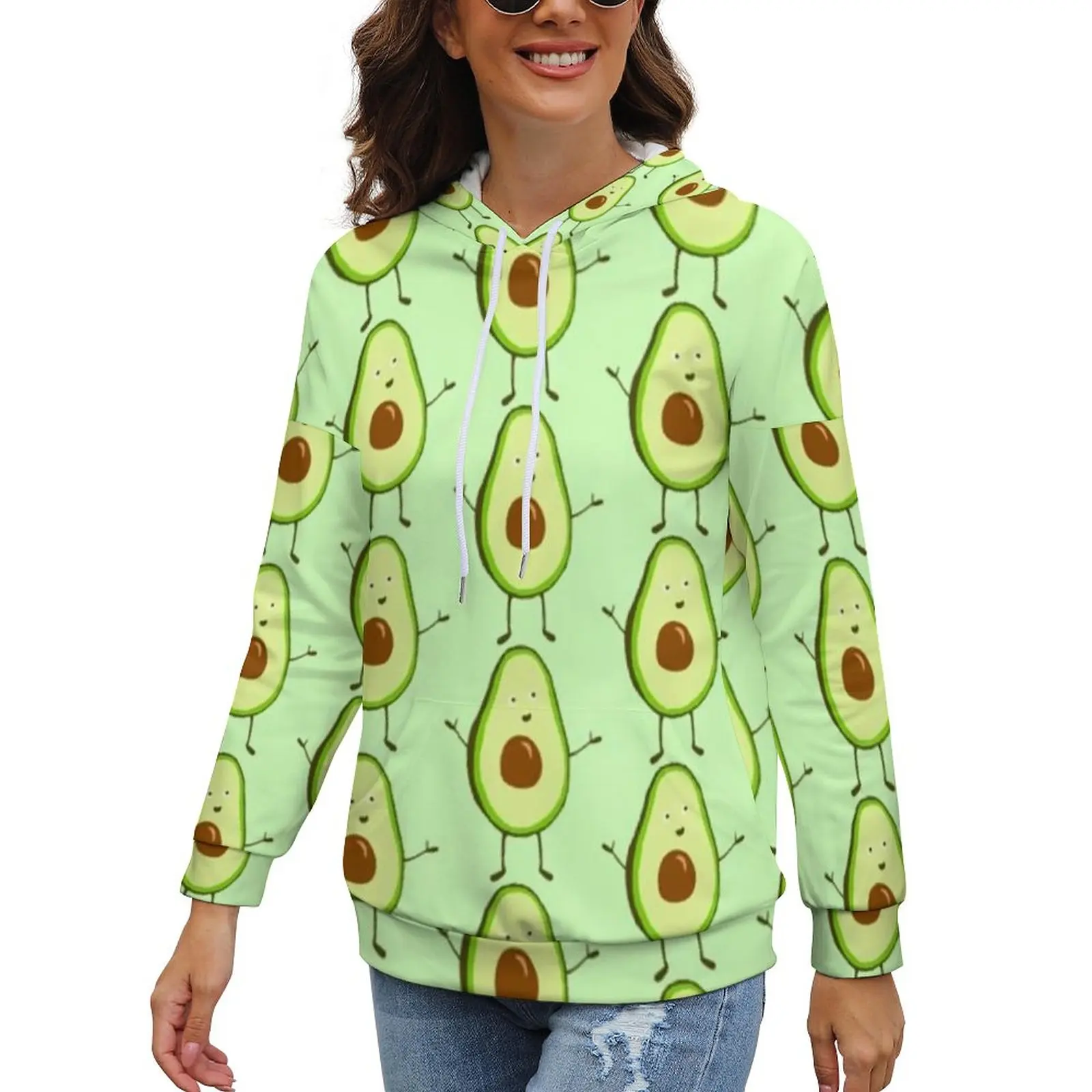 

Avocado Hoodie Polyester Fruit Streetwear Hoodies Graphic Pullover Hoodie Womens Large