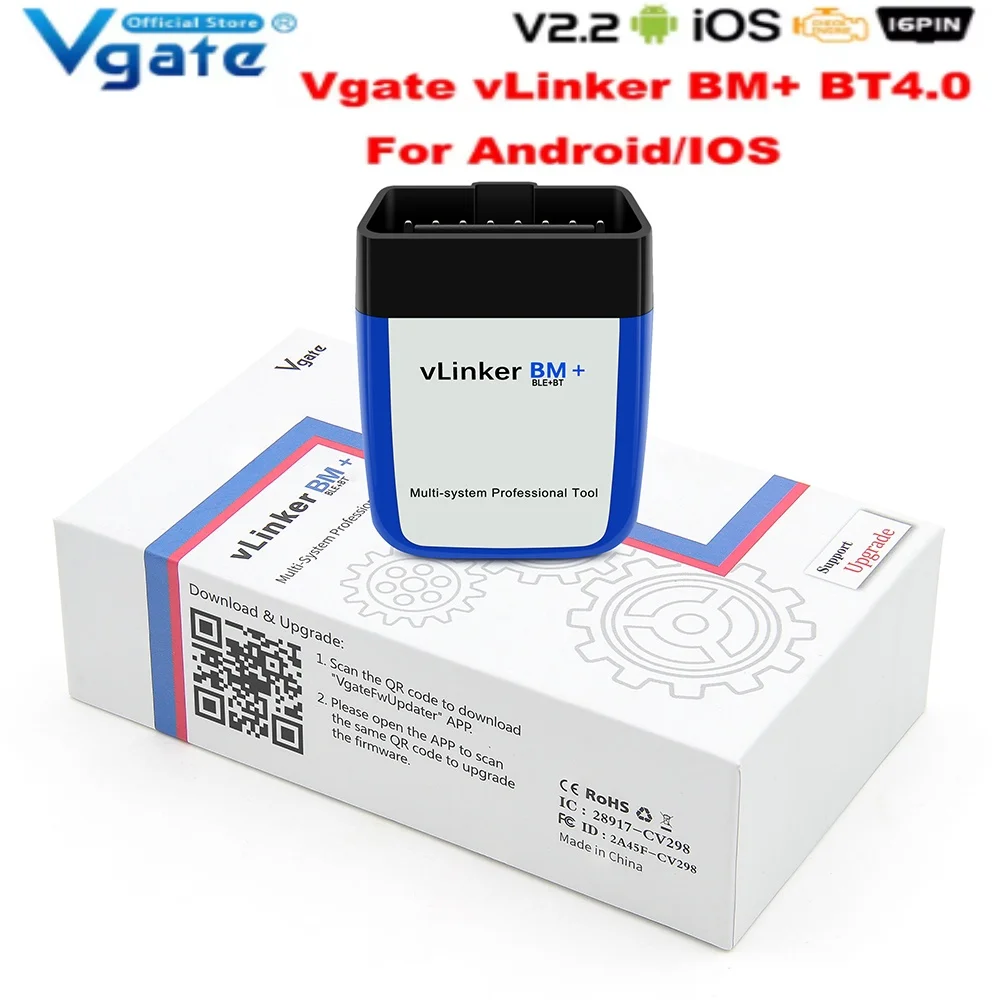

Автомобильный диагностический сканер Vgate vLinker BM ELM327 для BMW, Wi-Fi, Bluetooth 4,0, OBD2, OBD 2